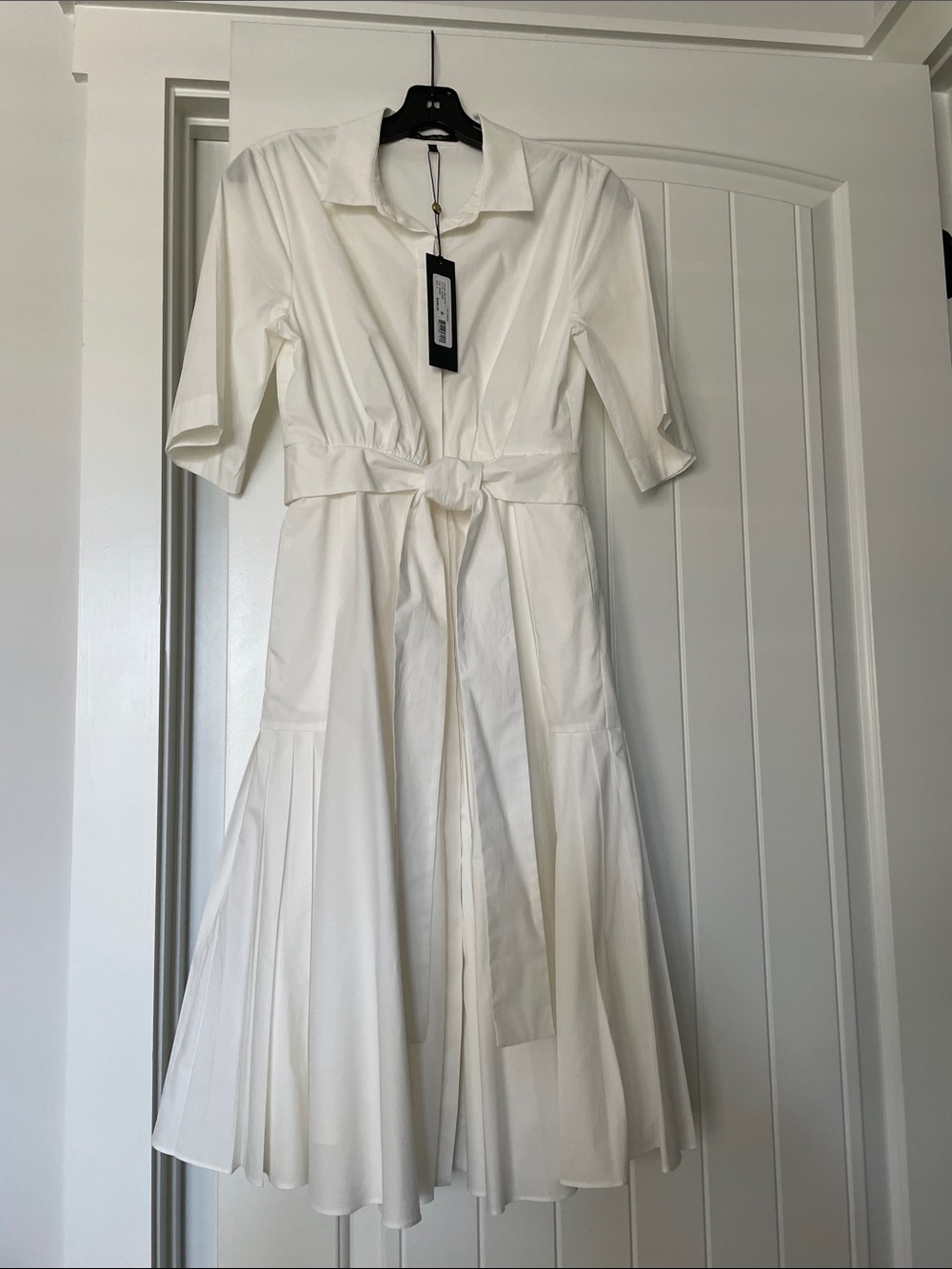 Kobi Halperin Tiffany White Tie-Waist Midi Shirt Dress NWT